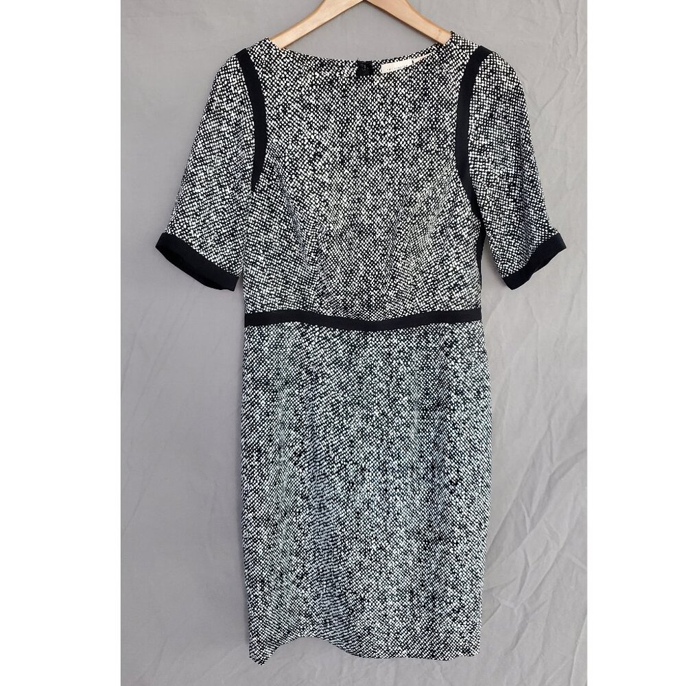 Black and White Short Sleeve Midi Dress